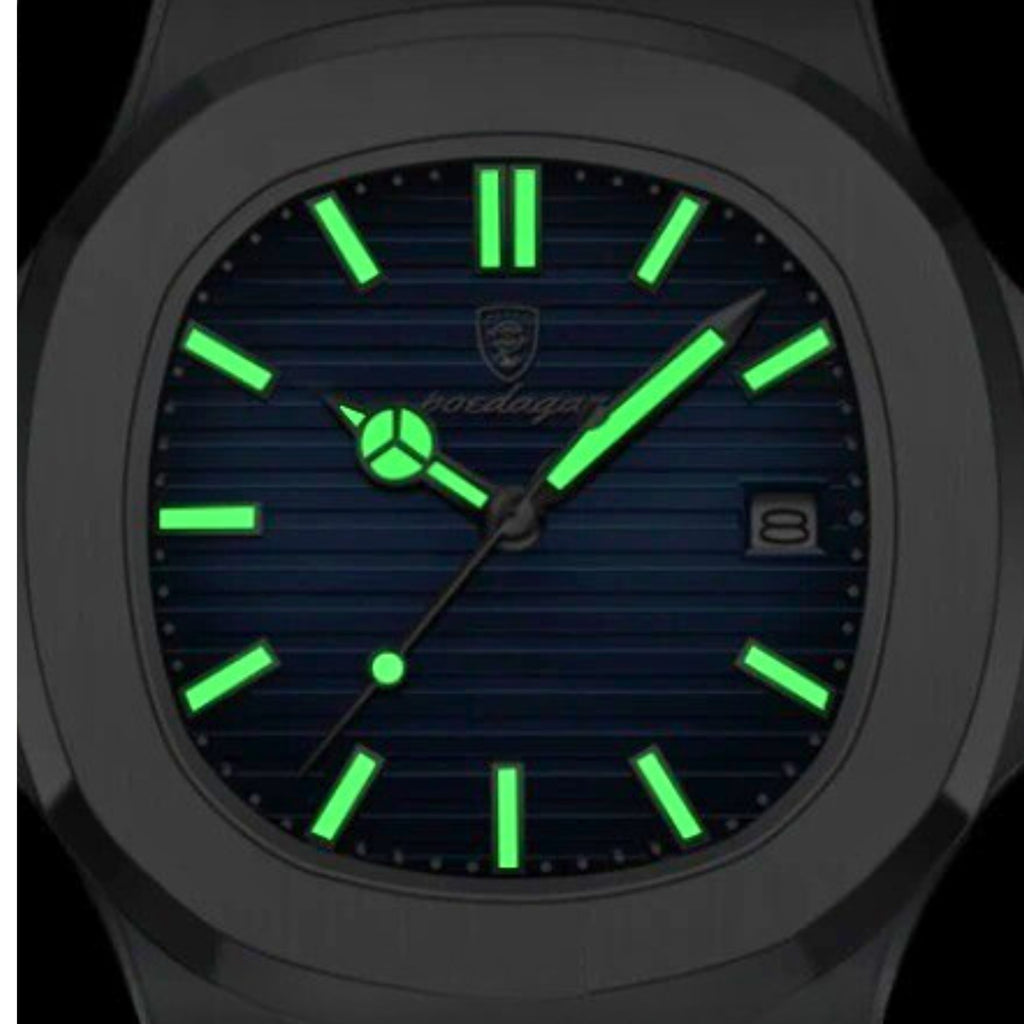 Poedagar Herrenuhr Edelstahl Quarz, Wasserdicht, Datum, kratzfestes Saphirglas, Luxus-Design